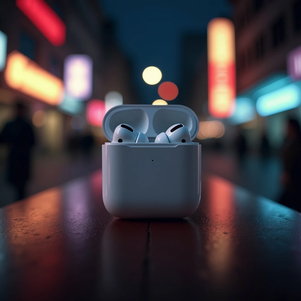 cinematic still of a airpods emoji