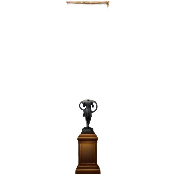 An icon featuring an elegant art gallery with classic paintings hanging on the walls, and sculptures displayed on pedestals. Visitors admire the exhibits, capturing the essence of culture, history, and art. Set against a transparent background. emoji