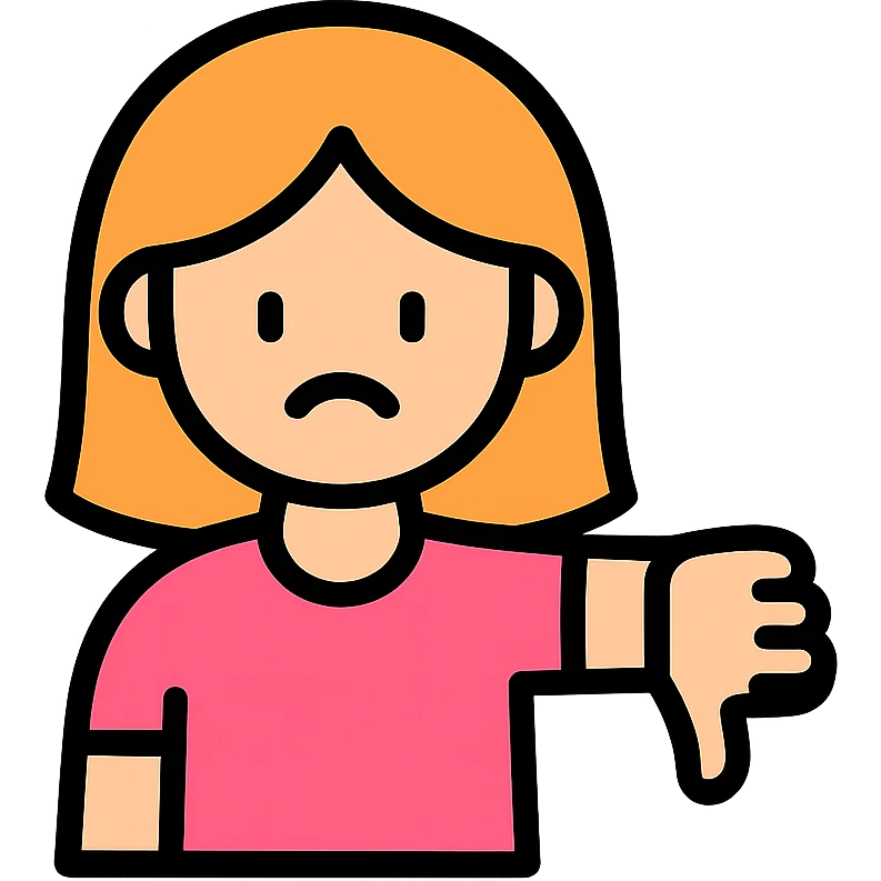 colored icon of a girl showing thumbs down emoji
