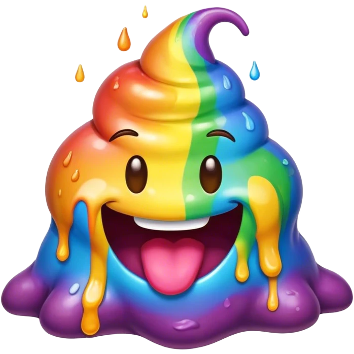 melted rainbow poop emoji monster emoji