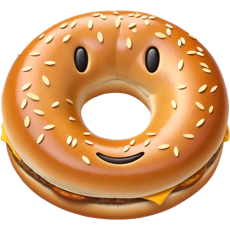 Smiley face sausage bagel  emoji