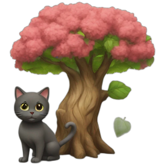 tree and cat emoji
