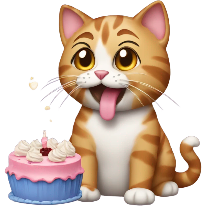 Cat eating cake emoji