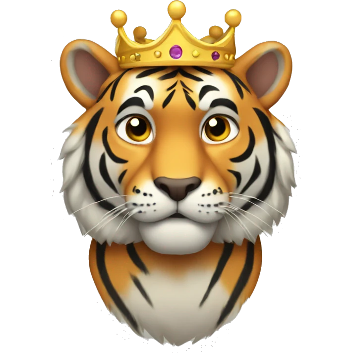 Tiger full body wearing a crown animated emoji