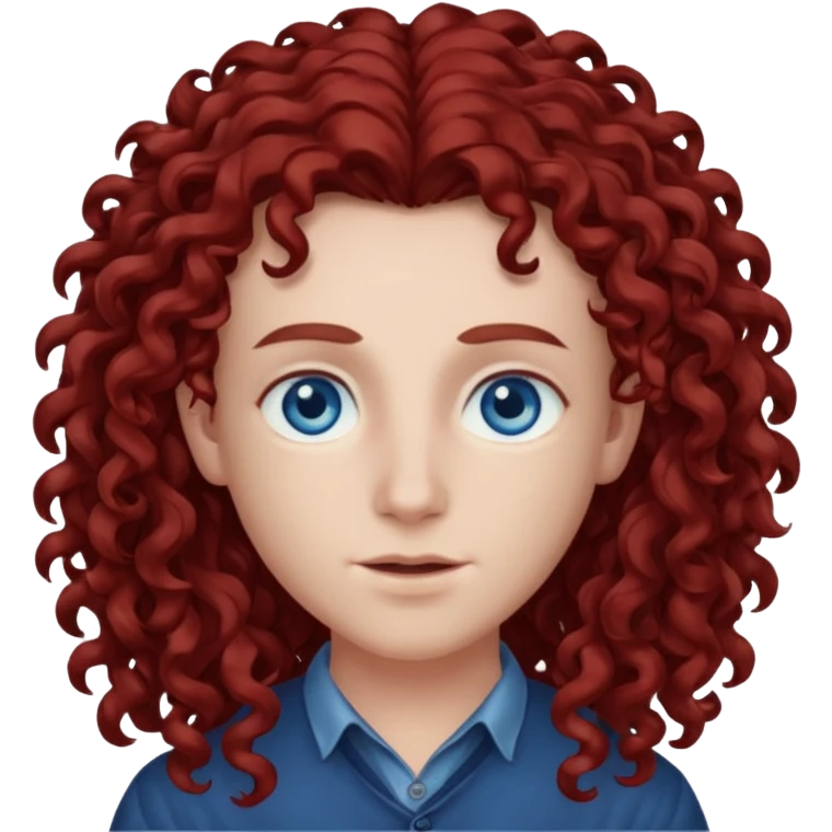 Chappell Roan with blue eyes and long dark red curly hair emoji