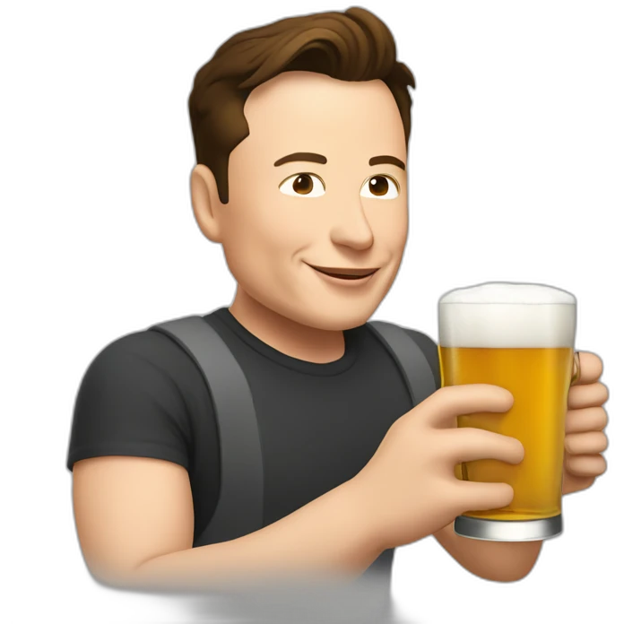 Elon musk bois une bière emoji
