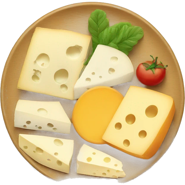 different cheeses on plate with hidden faces emoji