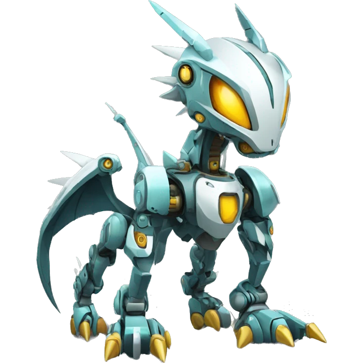 a futuristic mechanical spiky Medabot-Dragon full body emoji