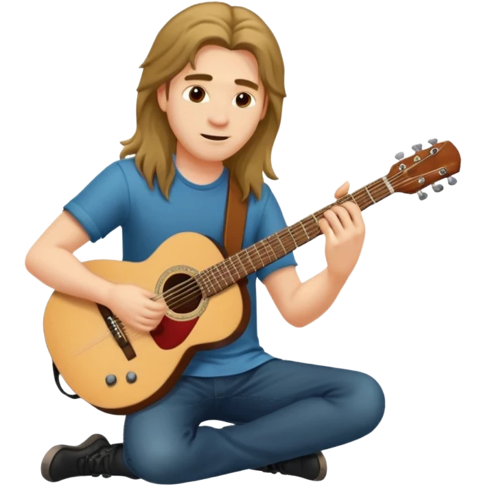 Guy with long hair guitarist emoji