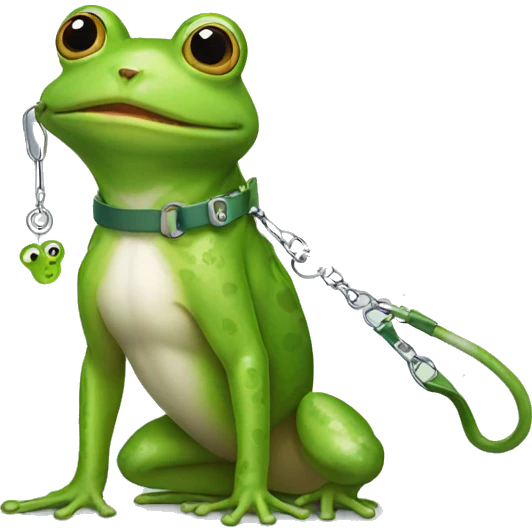 Frog with a dog on a leash emoji
