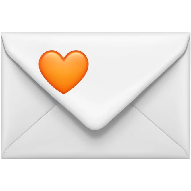 white envelop with orange heart inside emoji