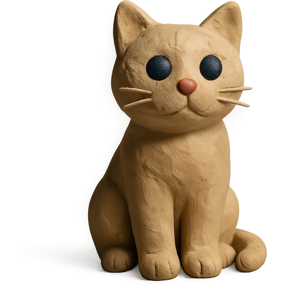 cat sitting, visible fingerprints, soft lighting, matte plasticine claymation style emoji