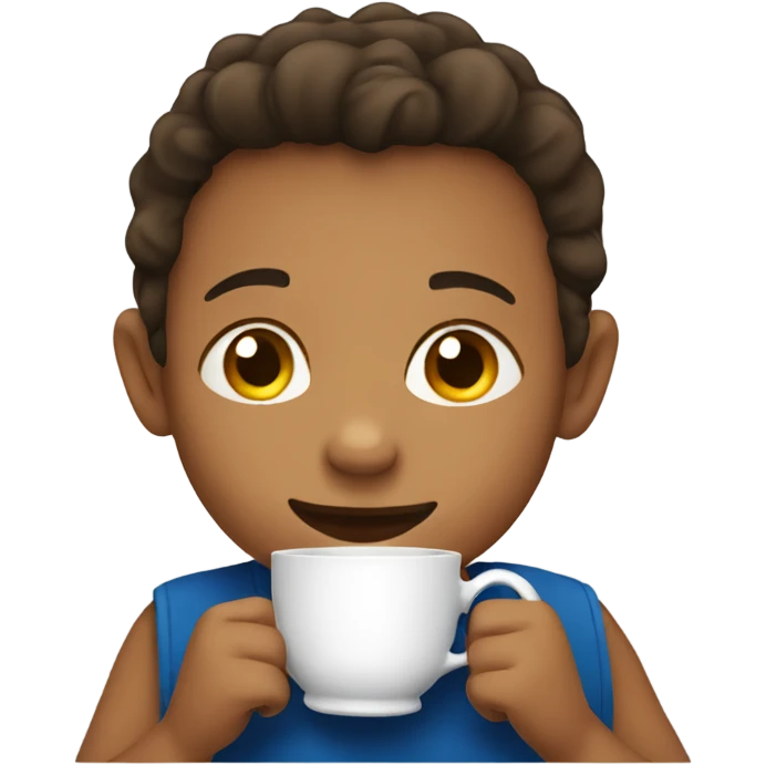 Kid drinking a cup of tea emoji