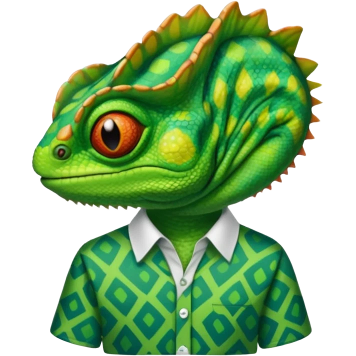 A chameleon with a shirt that says CELANS emoji