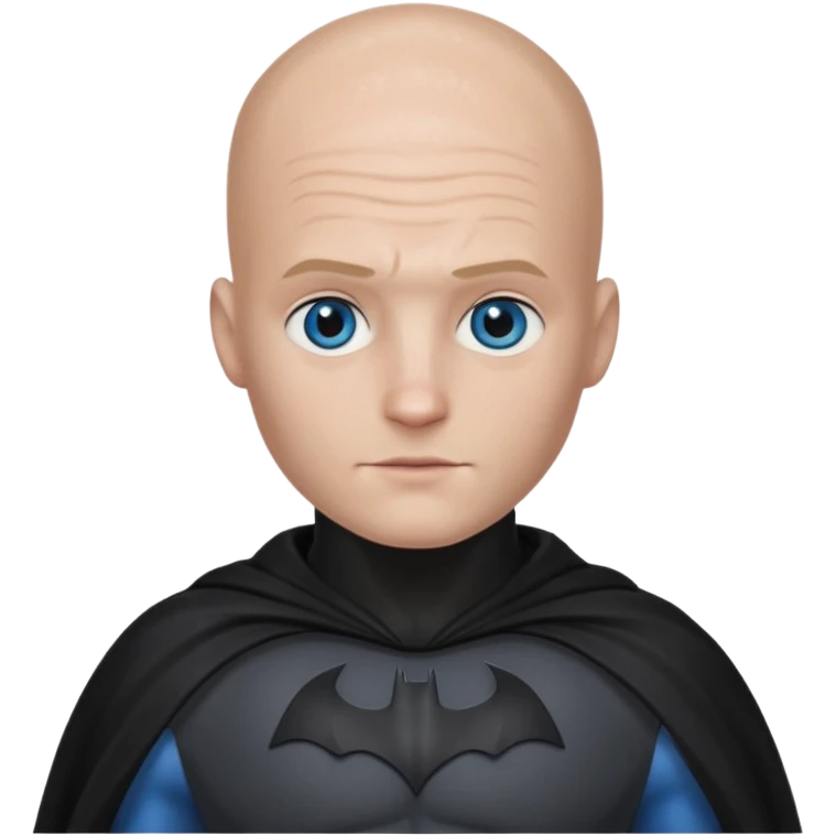 I Want a 25 years old man with glasses and blue eyes with no hair in a batman costume emoji
