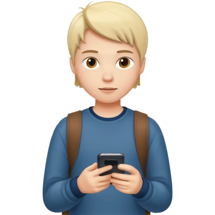 student texting on a smartphone emoji
