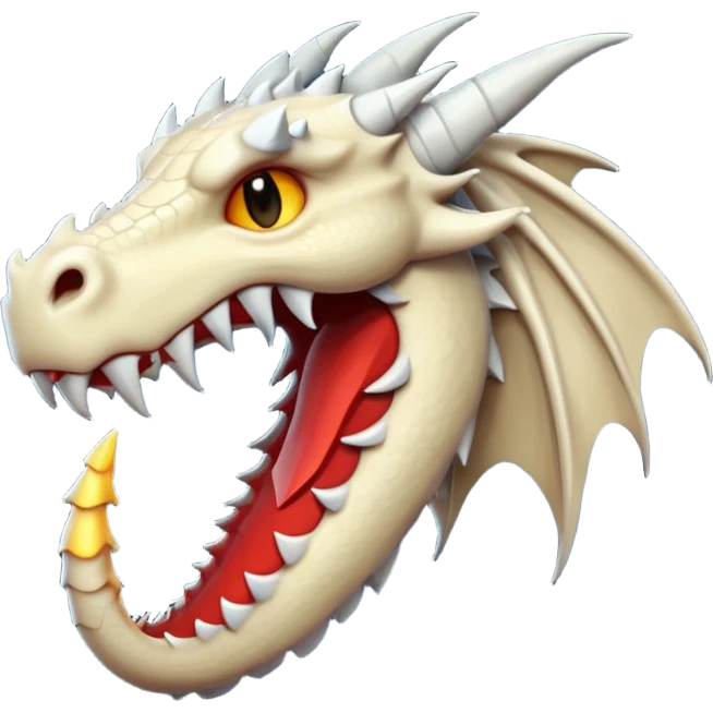 iOS style emoji, minimal dragon fang, dark fantasy object emoji