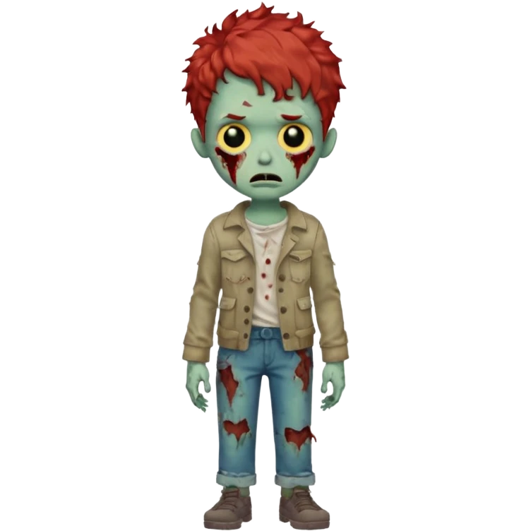 Create an emoji of zombie boy with red and short curly hair emoji