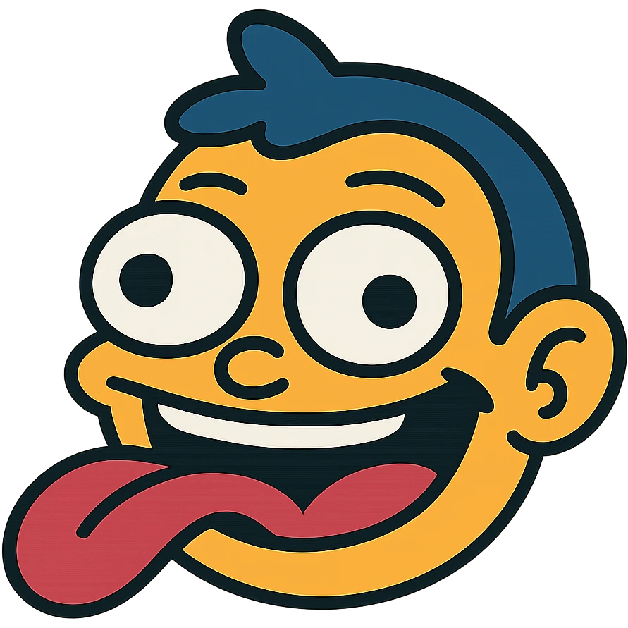 Tung Tung sahur brainrot, silly face, meme energy, bold lines, cartoon style emoji