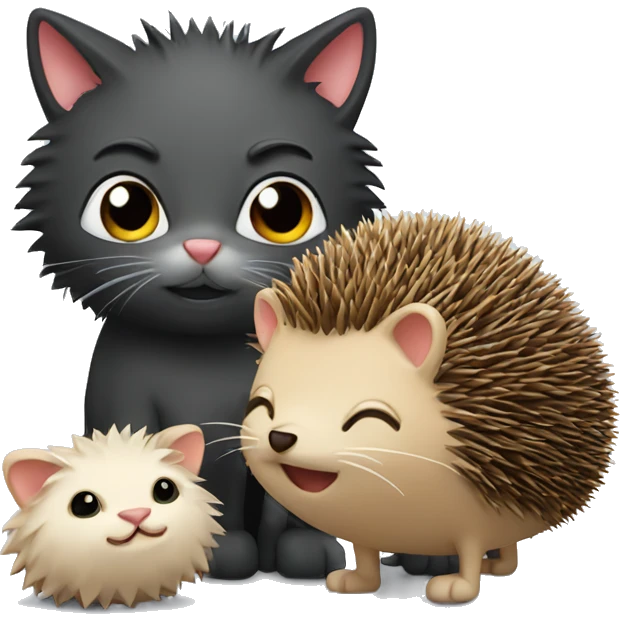 a cat and a hedgehog emoji