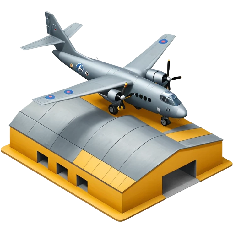 NATO military airplane  hangar isometry view emoji