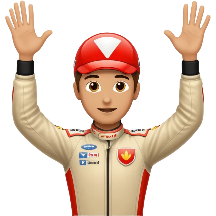 Race driver arms streched out emoji