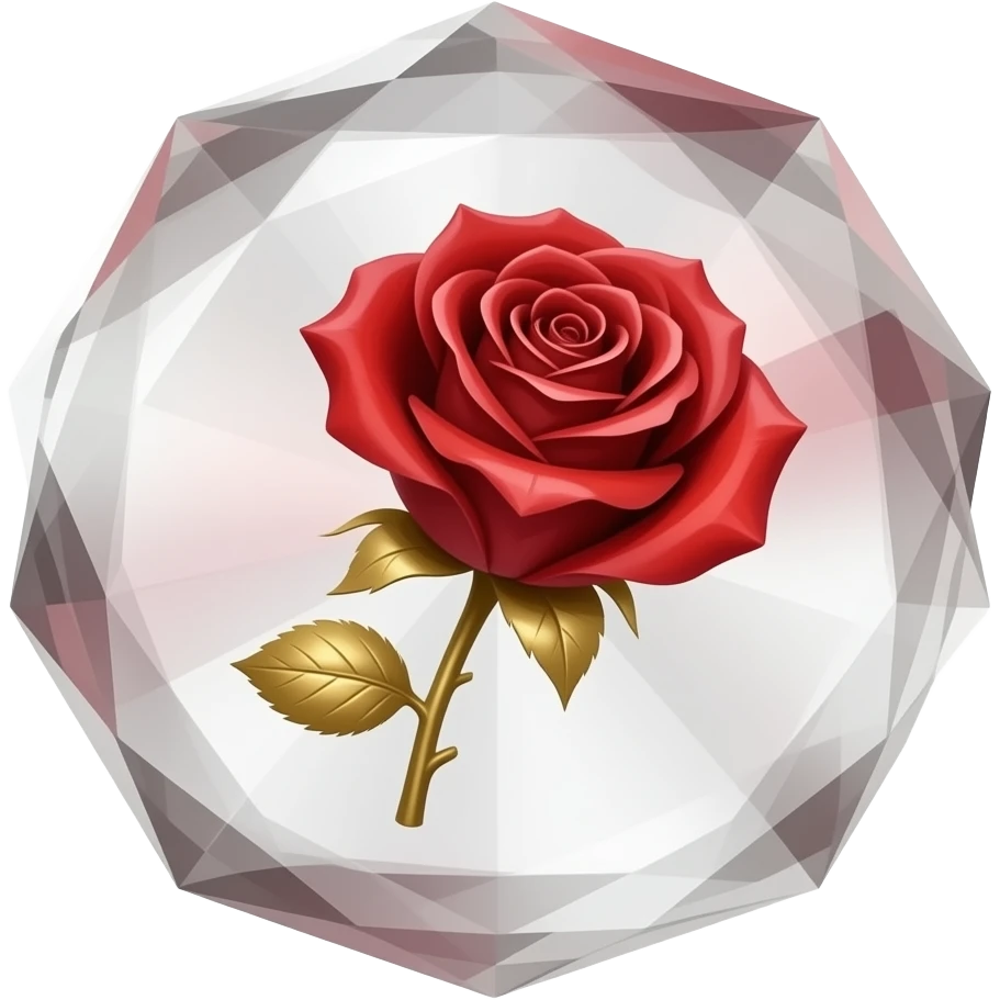 Red crystal rose with gold stem emoji