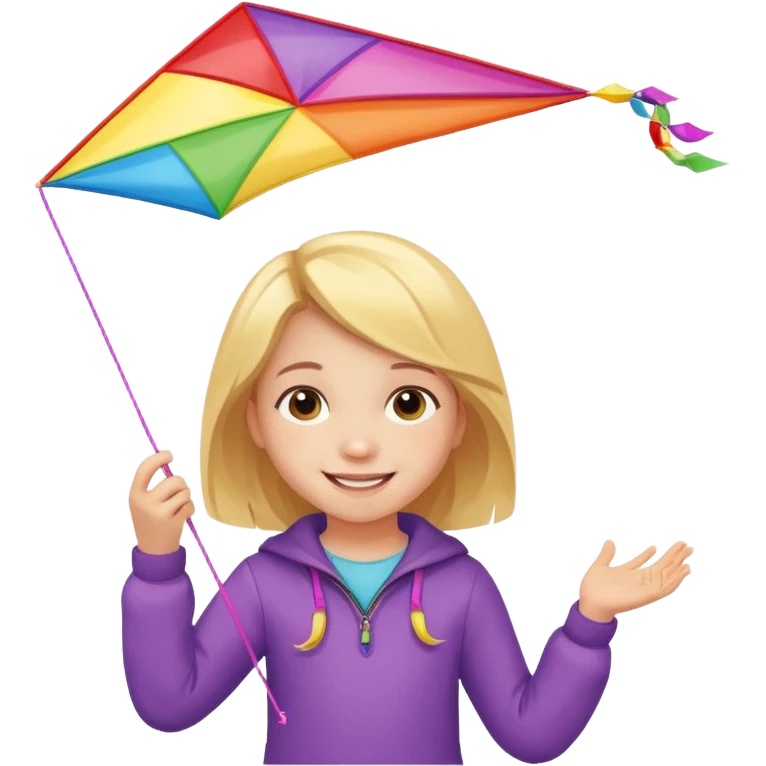 little girl kid with kite emoji