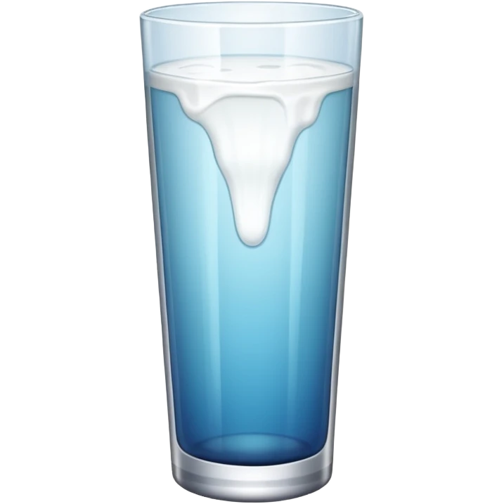 the drink is white, The bottom and mouth of the glass are the same width and thin a toll, There is only white liquid inside,photo realistic emoji