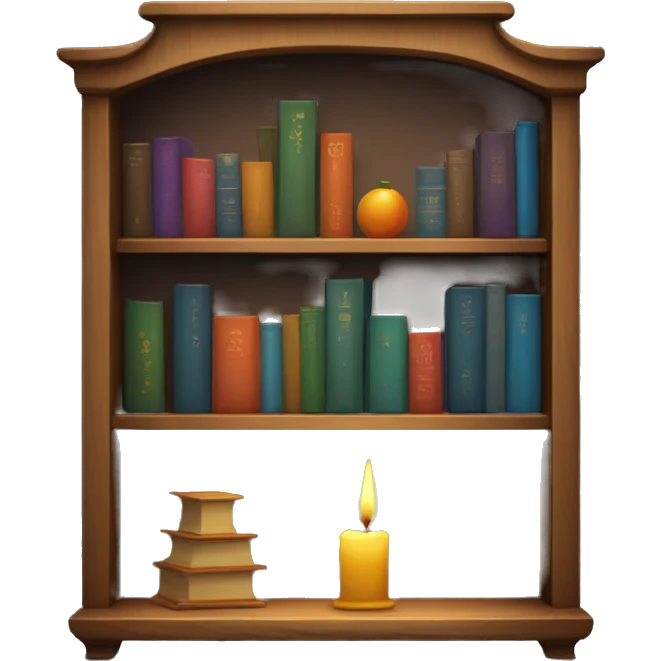 bookshelf with candlestick emoji