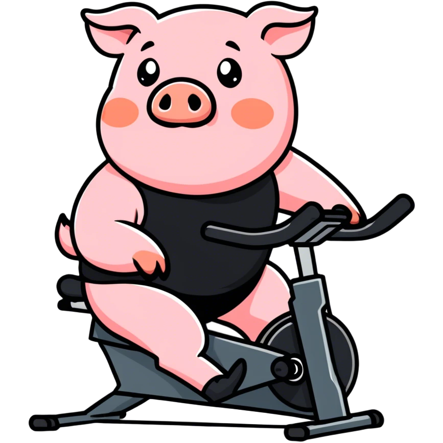 Pig practicing indoor cycle emoji
