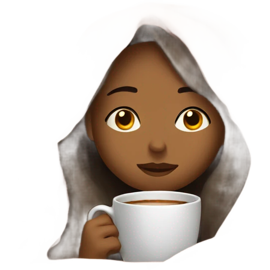 girl inside a blanket sipping coffee eyes closed emoji