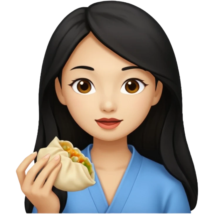 dumpling eat ginger woman long hair emoji