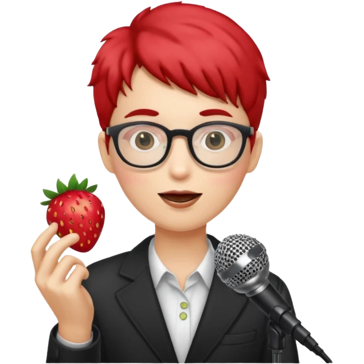 strawberry front the mic with glasses  emoji