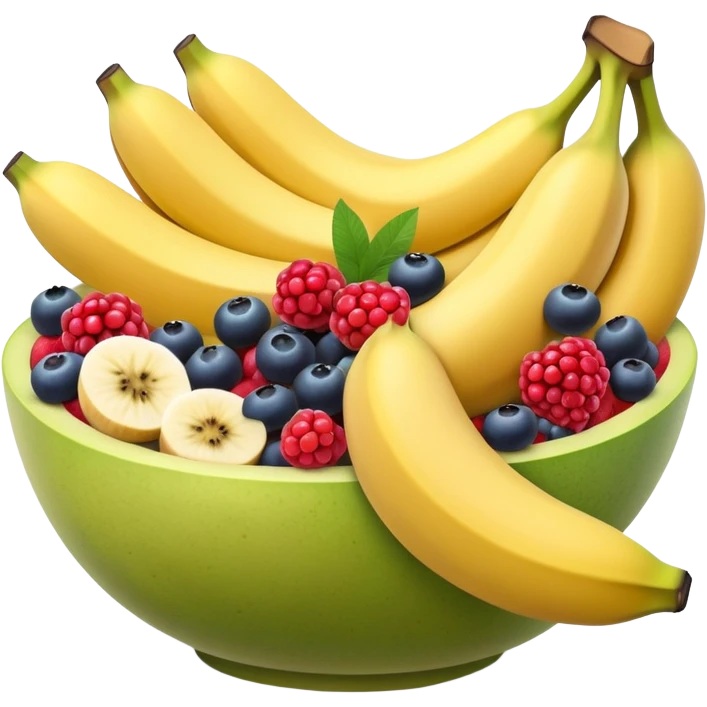 Fresh fruit bowl with berries, banana, and melon emoji