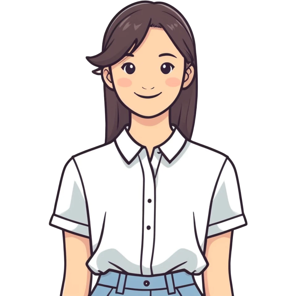 smiling girl in white shirt emoji