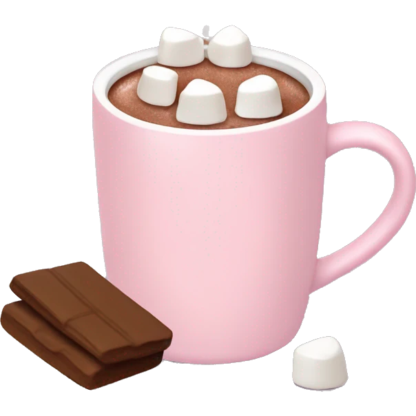 Light Pink mug of hot chocolate with marshmallows  emoji