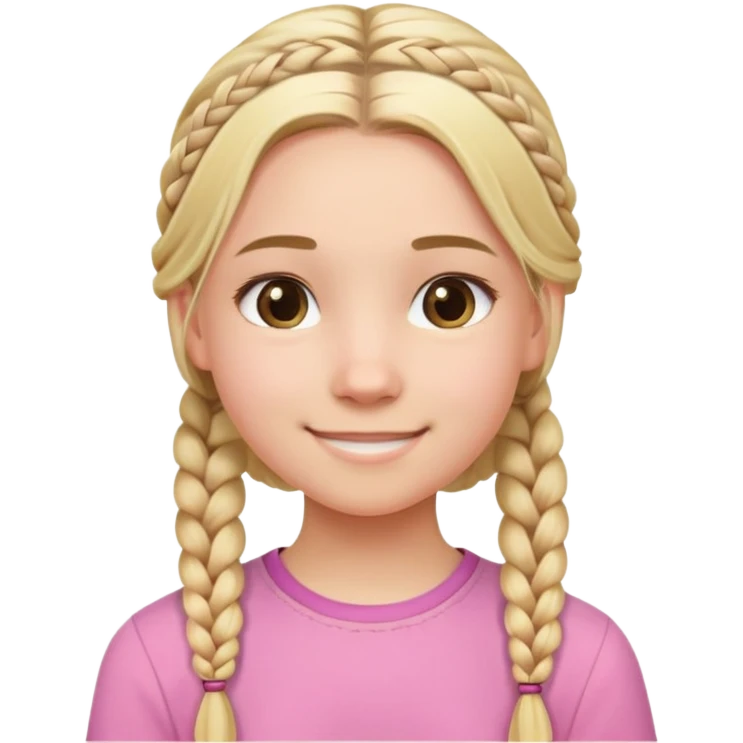 "- Nữ - 15 tuổi - Da trắng - Tóc vàng xõa, tết  lọn nhỏ - Mặt xinh, áo hồng, cười" emoji