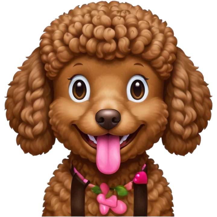 Brown poodle, curly fur, grinning happily
 emoji