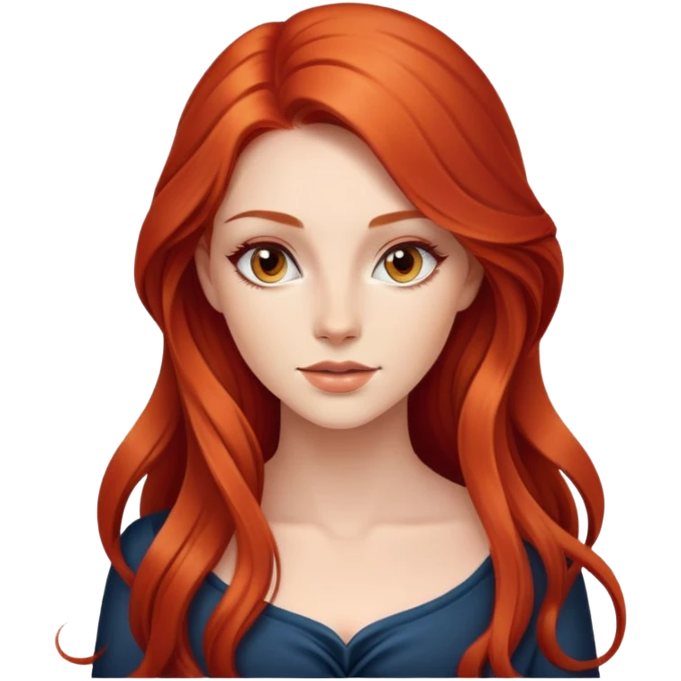 beautiful young woman with long red hair, elegant appearance emoji