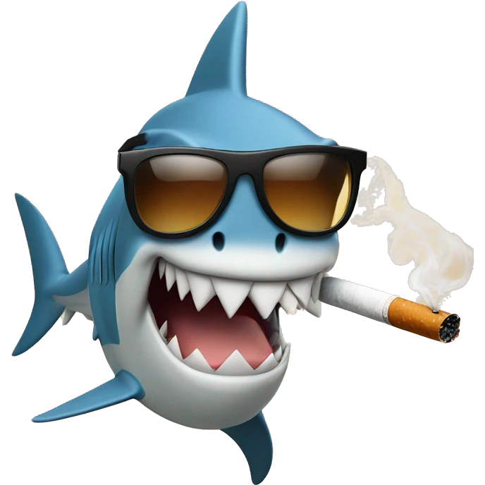 Shark wearing sunglasses while smoking a cigarette  emoji