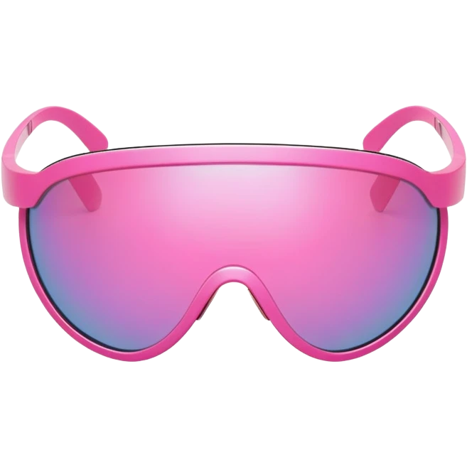 futuristic pink shield visor sunglasses, one-piece lens, Y2K style emoji