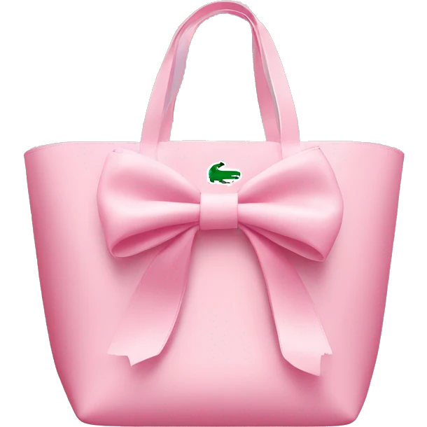 pink lacoste tote bag with one white bow emoji