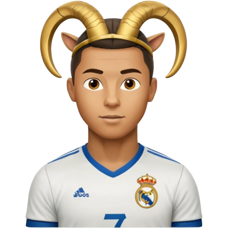 I want Ronaldo in Madrid and something over his head saying GOAT emoji