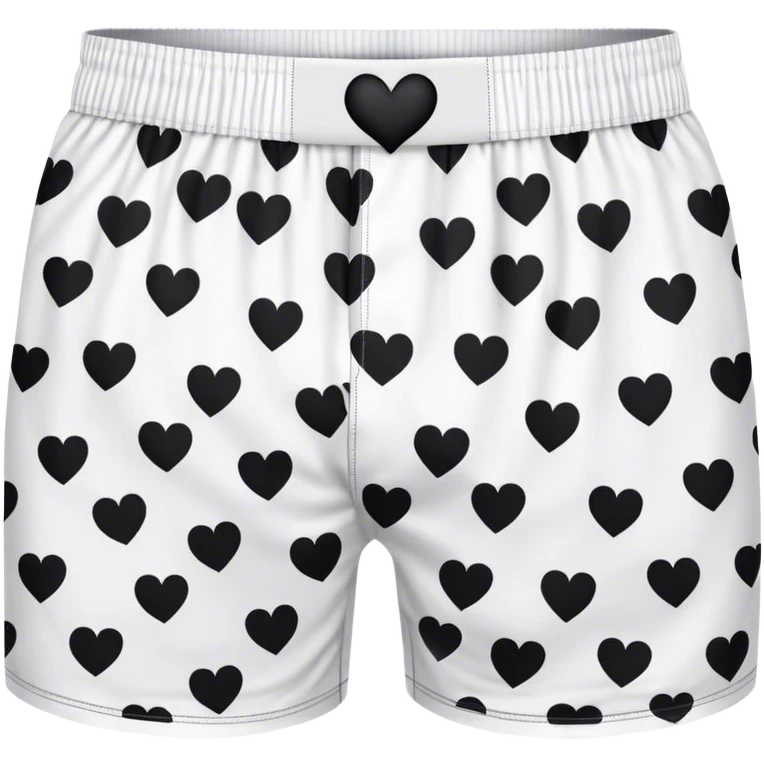 Black heart patterned white pair of boxers emoji