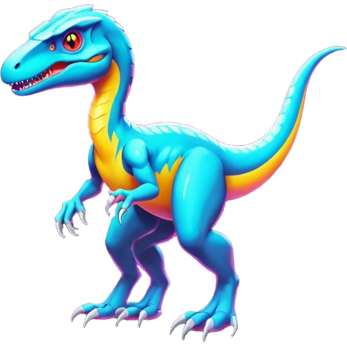 Futuristic Shiny Neon Velociraptor-Fakémon-Pokémon emoji