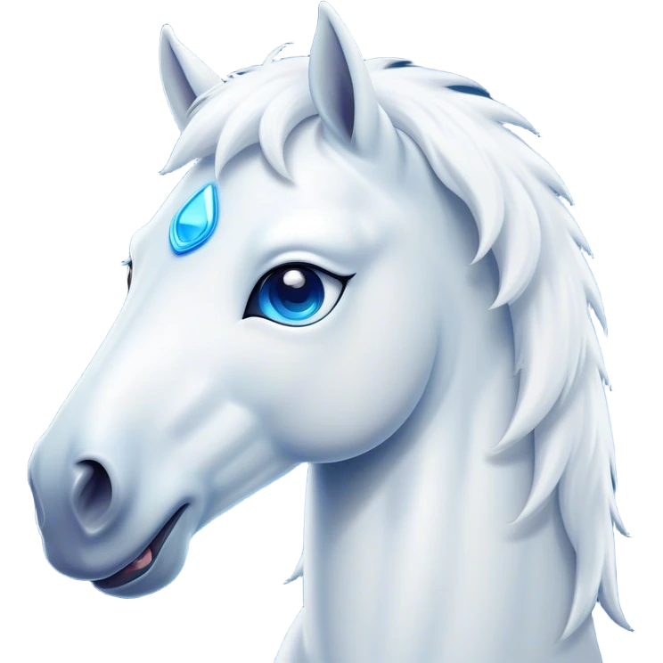 Cinematic Comical White Horse Portrait Emoji, Head tilted dramatically with an exaggeratedly amused expression, featuring a striking white fur with a glossy finish and wide, expressive blue eyes filled with playful disbelief, Simplified yet hilariously expressive features, highly detailed, glowing with a slightly sassy glow, high shine, dramatic yet playful, stylized with an air of cheeky mischief, bright and endearing, soft glowing outline, capturing the essence of a spirited and over-the-top horse, so meme-worthy it feels like it could side-eye its way into internet fame instantly! emoji