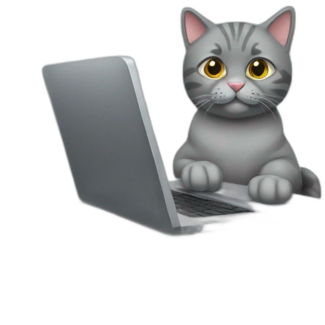Scottish Gray cat with laptop  emoji