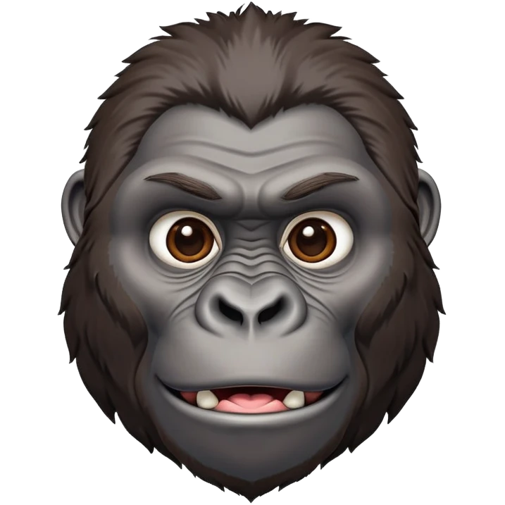 Expressive gorilla head, detailed ape features, strong facial structure, primate emoji emoji