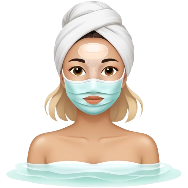 Lady with face mask spa beauty full face relaxing emoji